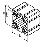 Standard Structural Aluminum Profile 90x90L