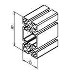T-Slotted Aluminum Extrusion 45x90F