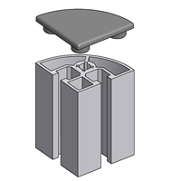 45R90 Degree Aluminum Extrusion End Cap
