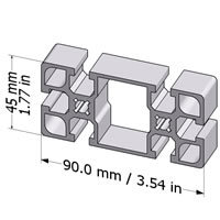 T-Slotted Aluminum Extrusion 45x90F