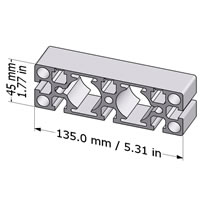 Tear Away T-Slot Aluminum Profile 45x135 G