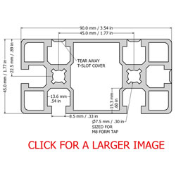 45x90 2G T-slotted Aluminum Profile