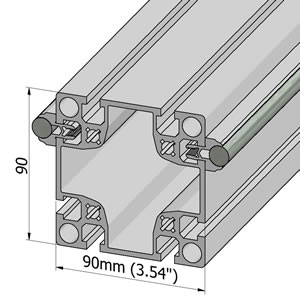 90x90 Aluminum Extrusion With Hardened Steel Rails