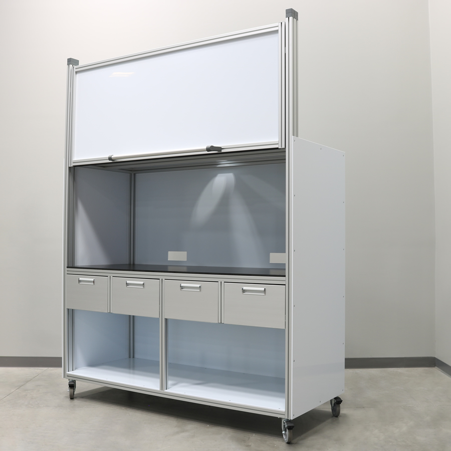 Enclosed Workstation With Counterweighted Door 2