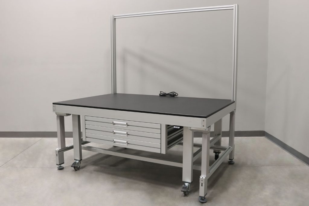 Height Adjustable Workstation With Retractable Casters 2