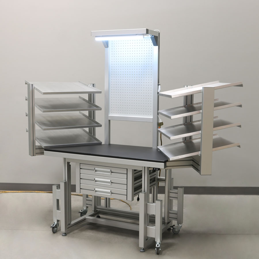 Kanban Workstation With Sheet Metal Infeed Shelves 1
