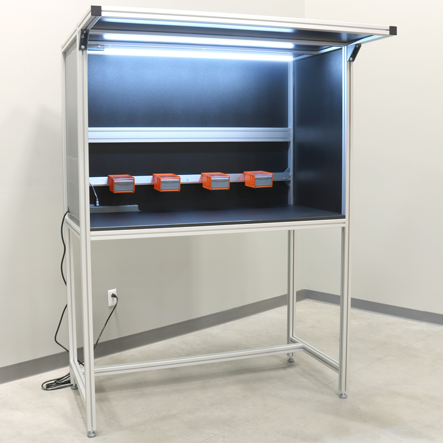 Stand Up Workstation With Parts Bin Rail 3